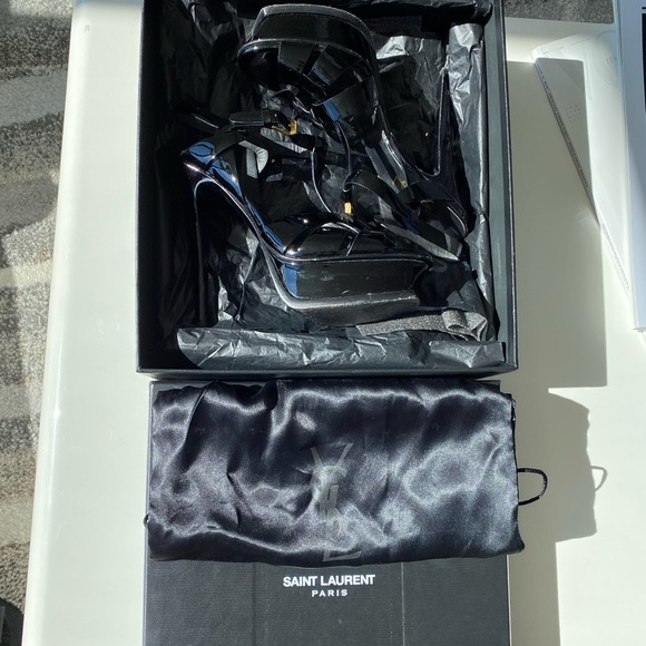 YSL TRIBUTE PLATFORM SANDALS IN PATENT LEATHER US 6 - Picture 12 of 15